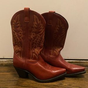 Red leather Laredo cowboy boots